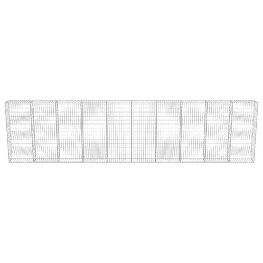 vidaXL Gabion Wall Gabion Basket Post Gabion Wall with Covers Galvanized Steel-4
