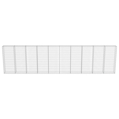 vidaXL Gabion Wall Gabion Basket Post Gabion Wall with Covers Galvanized Steel-4