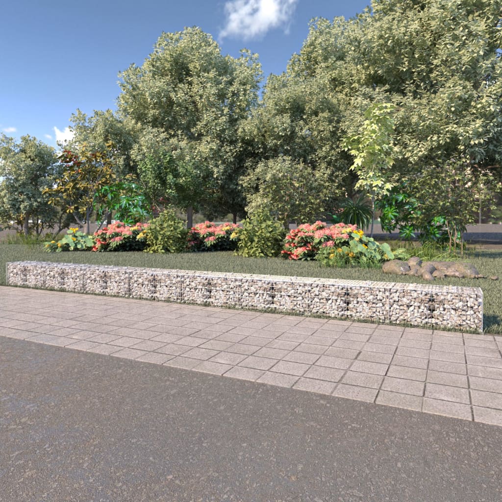 vidaXL Gabion Wall Gabion Basket Post Gabion Wall with Covers Galvanized Steel-20