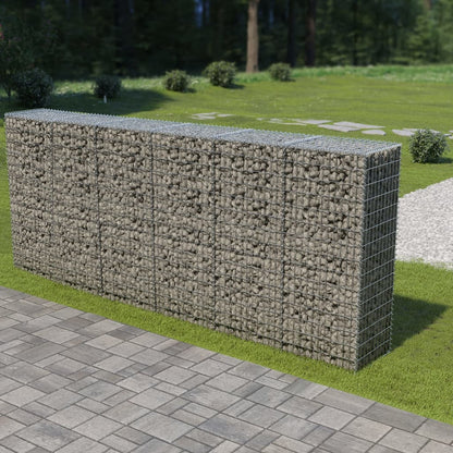 vidaXL Gabion Wall Gabion Basket Post Gabion Wall with Covers Galvanized Steel-13