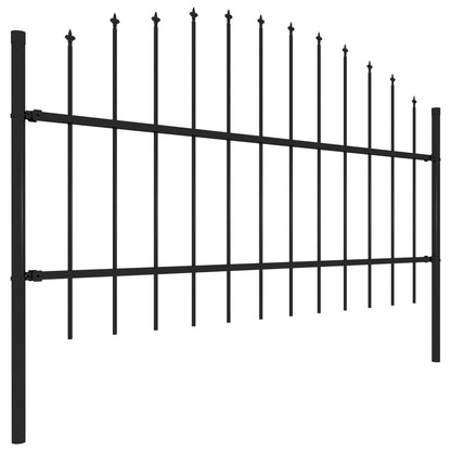 vidaXL Garden Fence Patio Privacy Screen Fence Wall with Spear Top Steel Black-2