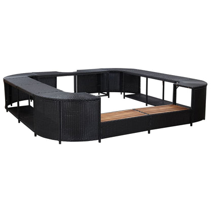 vidaXL Square Spa Surround Poly Rattan Hot Tub Garden Sun Enclosure Black/Gray-1