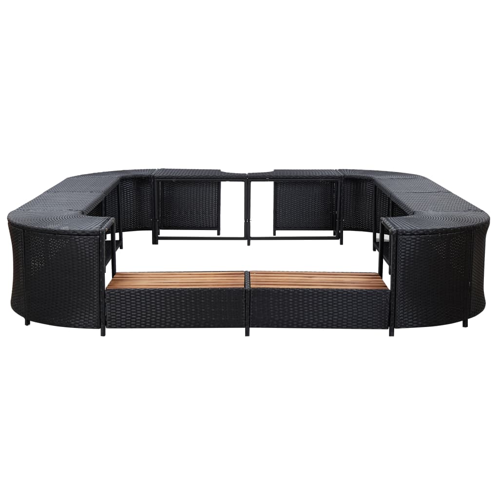 vidaXL Square Spa Surround Poly Rattan Hot Tub Garden Sun Enclosure Black/Gray-3