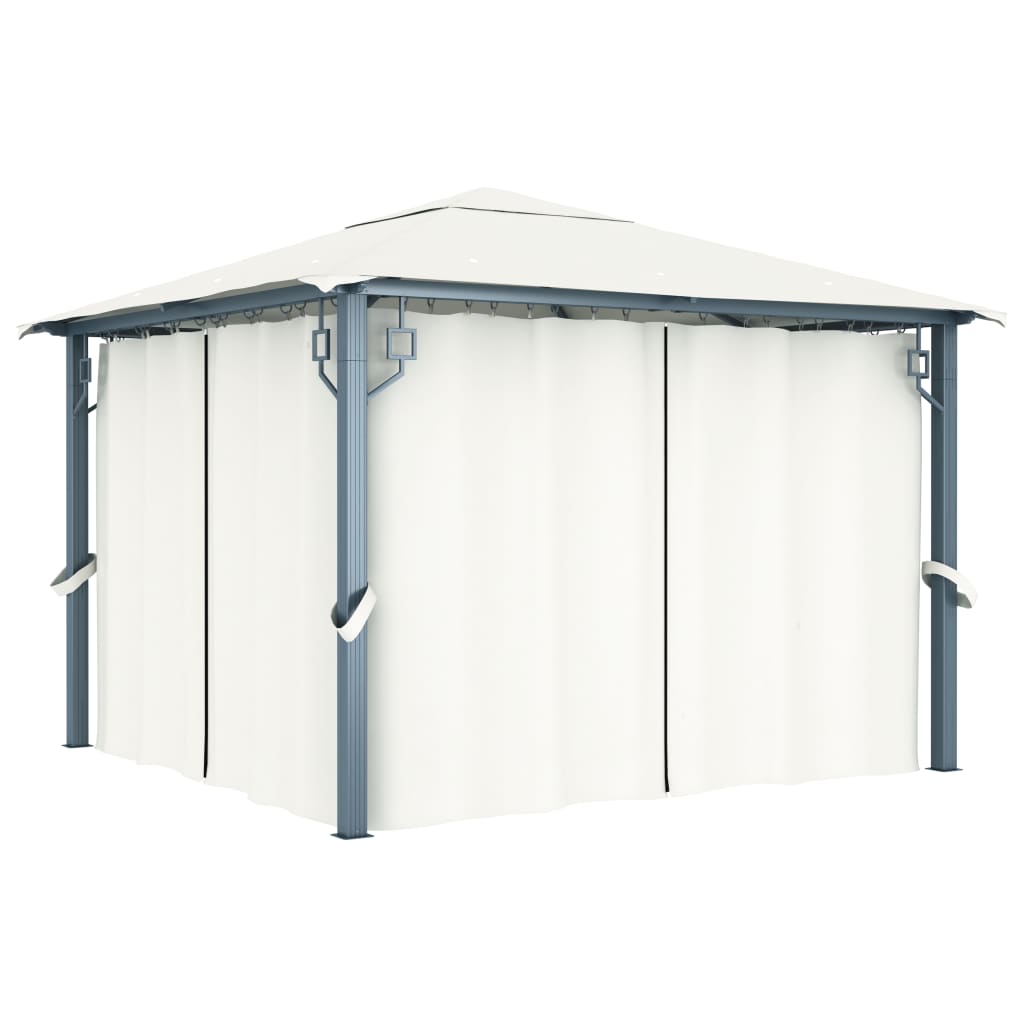 NNEVL Gazebo with Curtain 300x300 cm Cream Aluminium-0