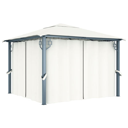 NNEVL Gazebo with Curtain 300x300 cm Cream Aluminium-0