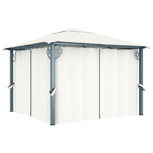NNEVL Gazebo with Curtain 300x300 cm Cream Aluminium-0