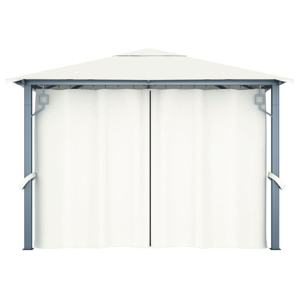NNEVL Gazebo with Curtain 300x300 cm Cream Aluminium-3