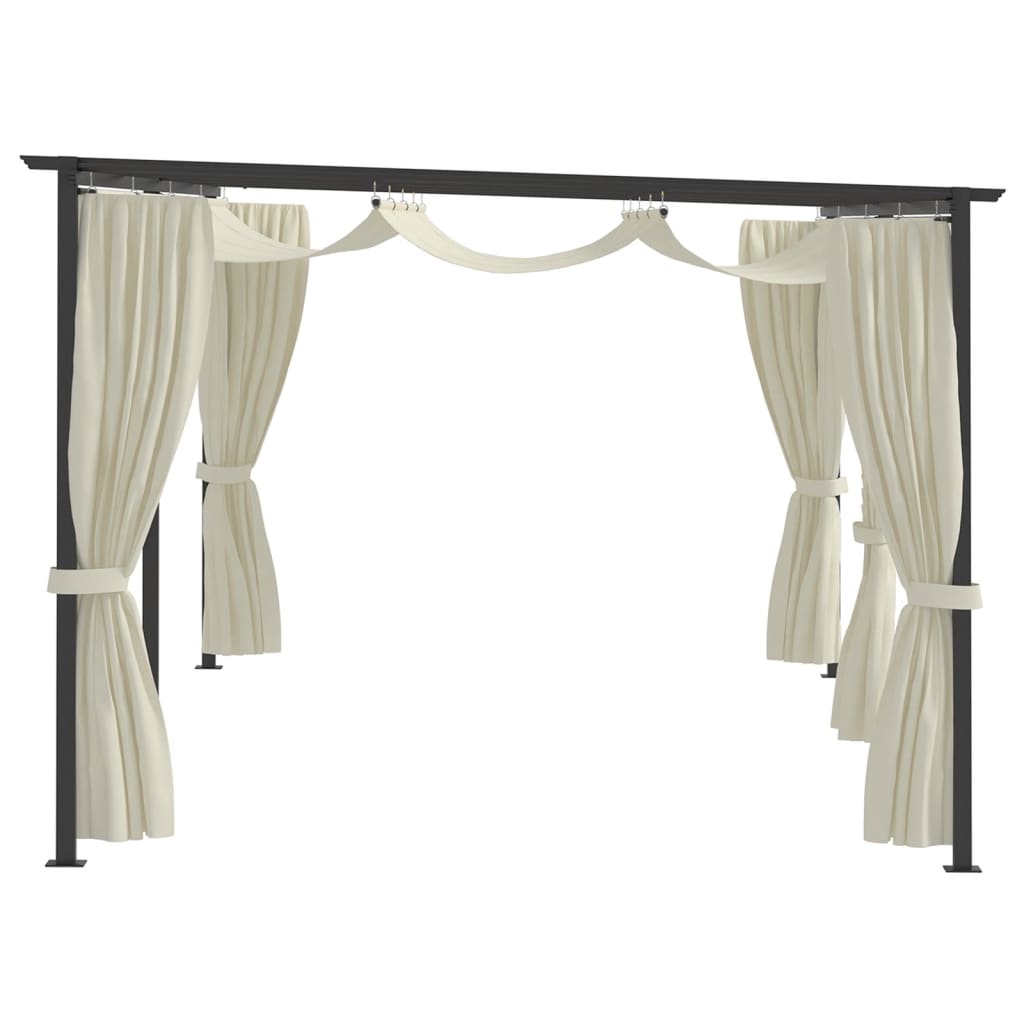 NNEVL Gazebo with Curtains 3x6 m Cream Steel-1