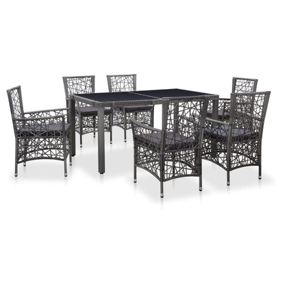 vidaXL 9 Piece Patio Dining Set Poly Rattan Gray-6