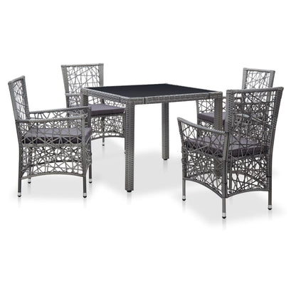 vidaXL 9 Piece Patio Dining Set Poly Rattan Gray-7