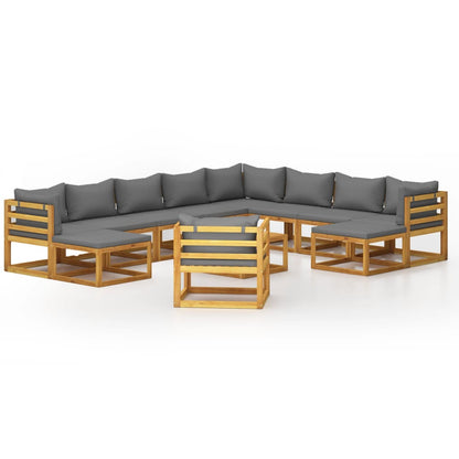 vidaXL 12 Piece Patio Lounge Set with Cushion Solid Acacia Wood-1