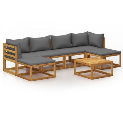 vidaXL 7 Piece Patio Lounge Set with Cushion Solid Acacia Wood-1