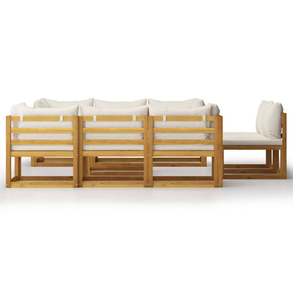vidaXL 9 Piece Patio Lounge Set with Cushion Cream Solid Acacia Wood-2