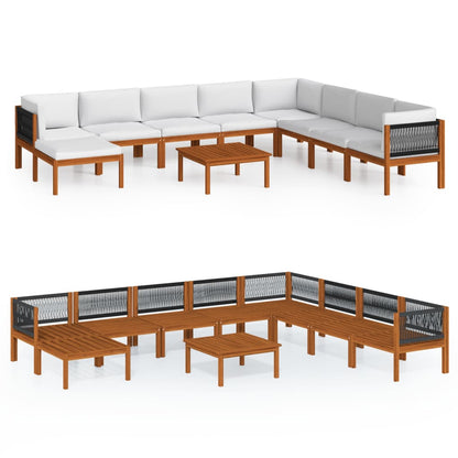 vidaXL 9 Piece Patio Lounge Set with Cushions Cream Solid Acacia Wood-1