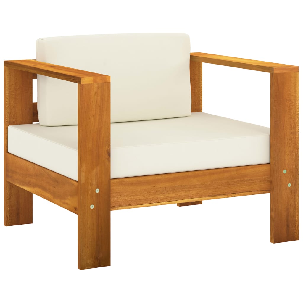 vidaXL 10 Piece Patio Lounge Set with Cream White Cushions Acacia Wood-3