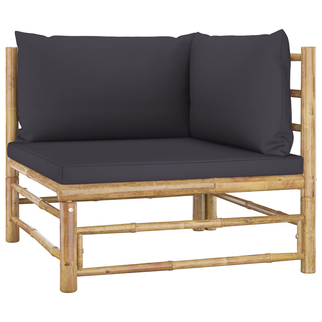 vidaXL 12 Piece Patio Lounge Set with Dark Gray Cushions Bamboo-3