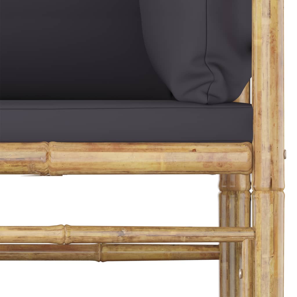 vidaXL 12 Piece Patio Lounge Set with Dark Gray Cushions Bamboo-4