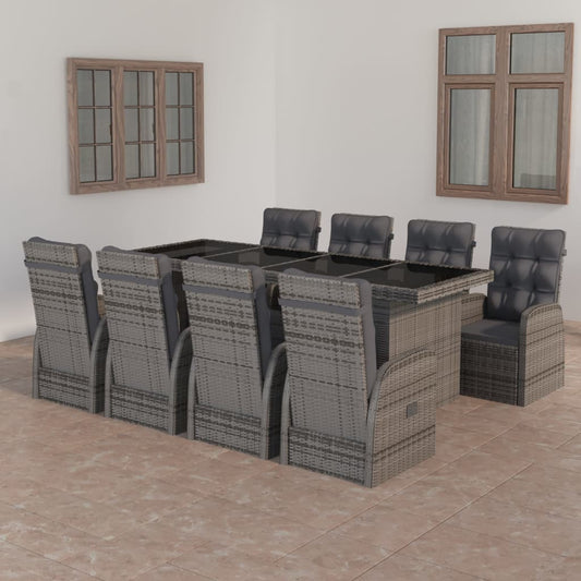 vidaXL Patio Dining Set Outdoor Dining Set Table and Chair Set Poly Rattan-10