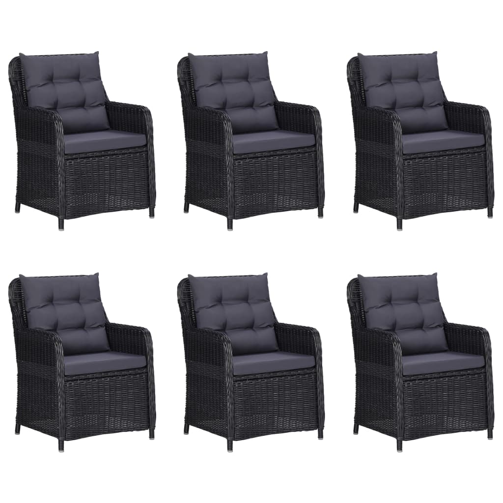 vidaXL 7 Piece Patio Dining Set Poly Rattan Black-0