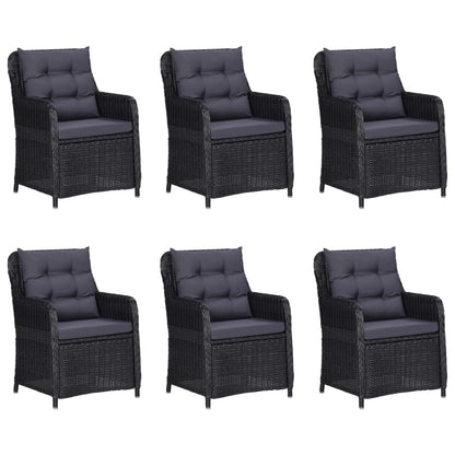 vidaXL 7 Piece Patio Dining Set Poly Rattan Black-0