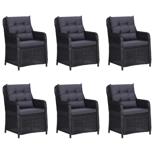 vidaXL 7 Piece Patio Dining Set Poly Rattan Black-0