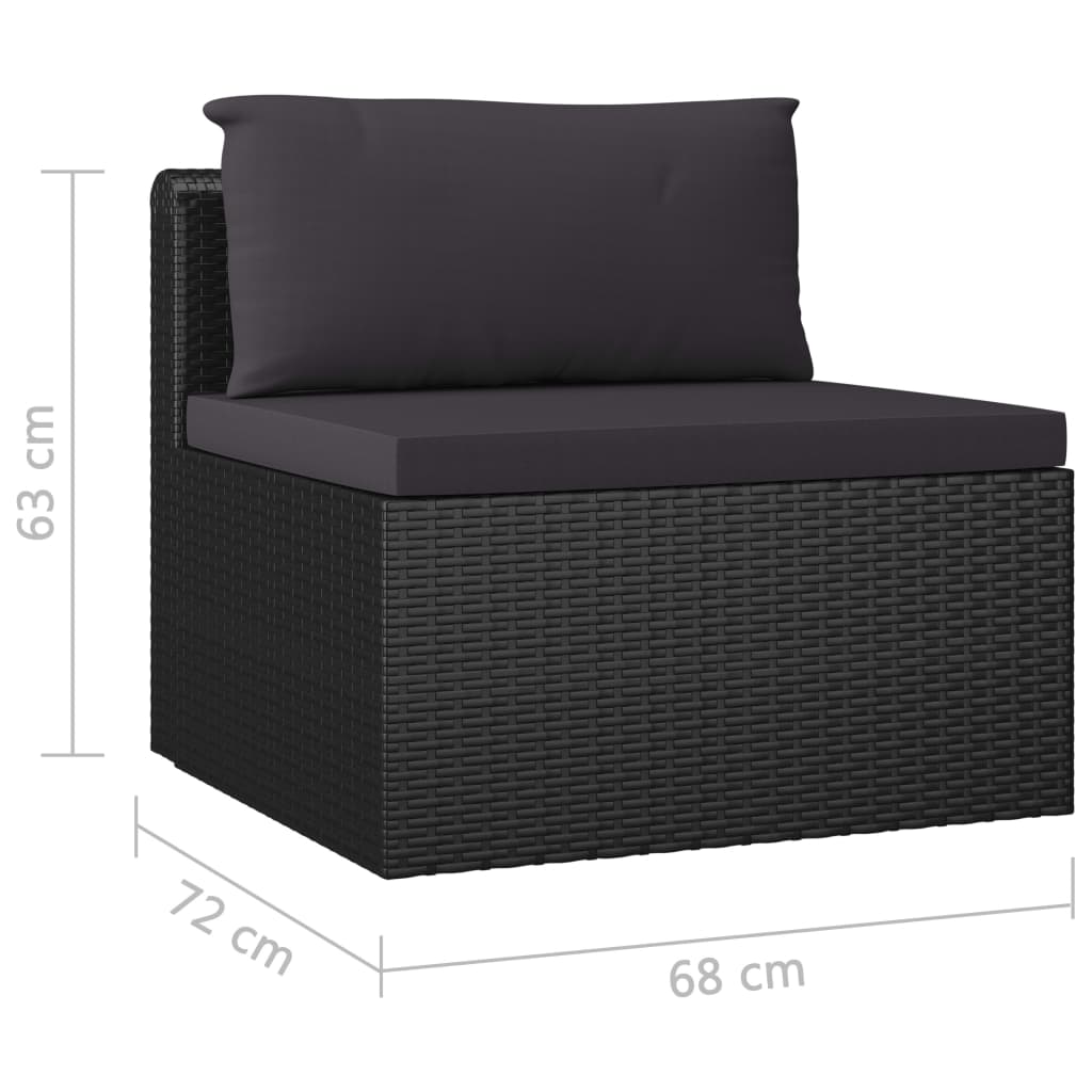 vidaXL 9 Piece Patio Lounge Set with Cushions Poly Rattan Black-0