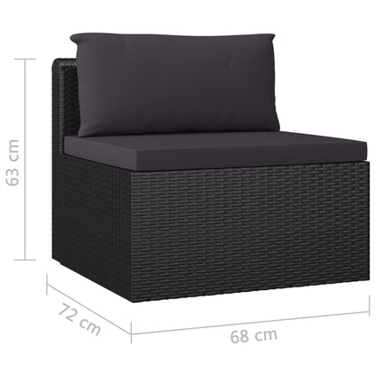 vidaXL 9 Piece Patio Lounge Set with Cushions Poly Rattan Black-0