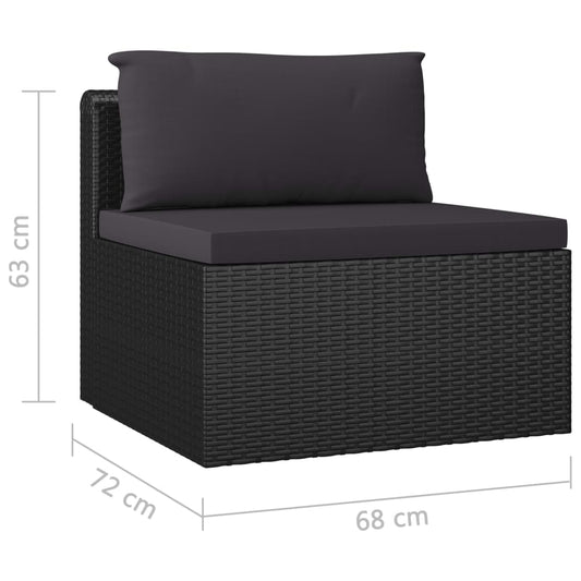 vidaXL 9 Piece Patio Lounge Set with Cushions Poly Rattan Black-0
