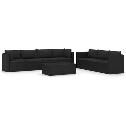 vidaXL 8 Piece Patio Lounge Set with Cushions Poly Rattan Black-1