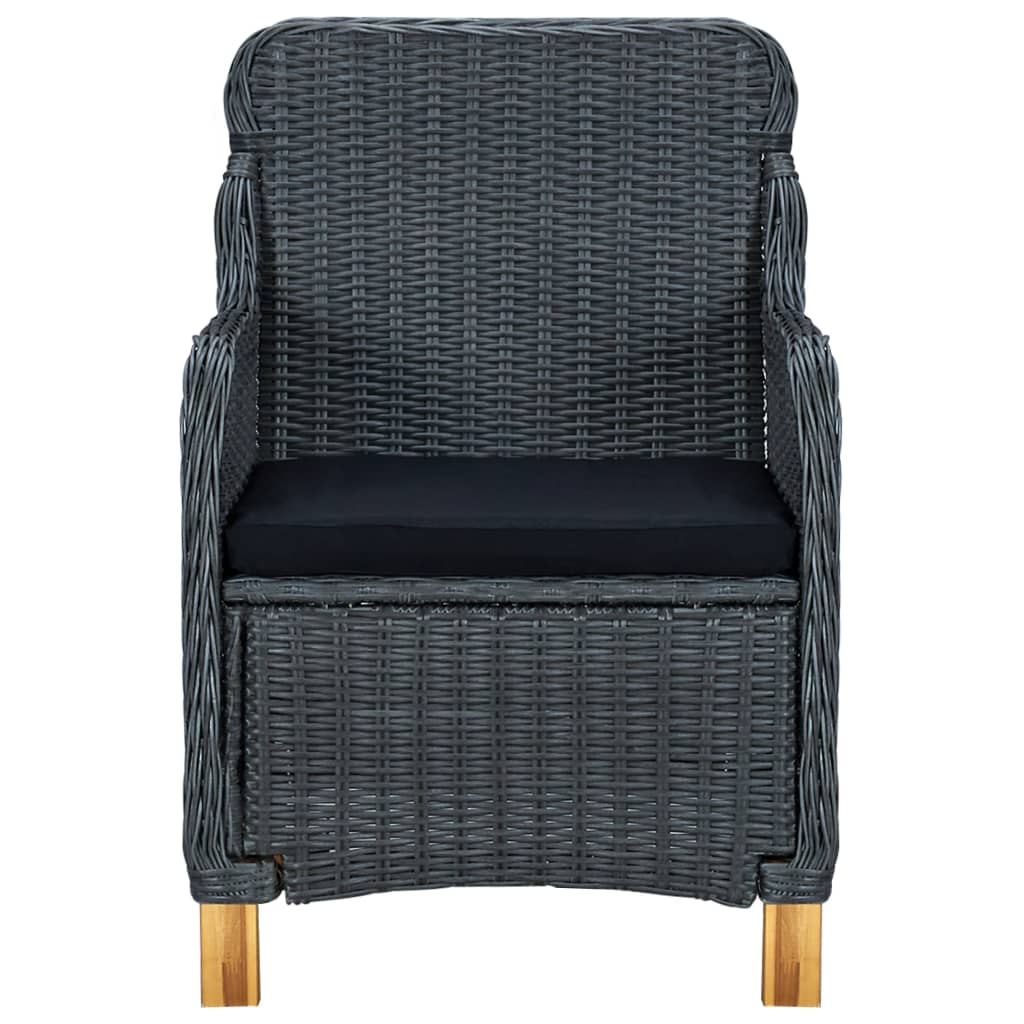 vidaXL 7 Piece Patio Dining Set with Cushions Poly Rattan Dark Gray-3
