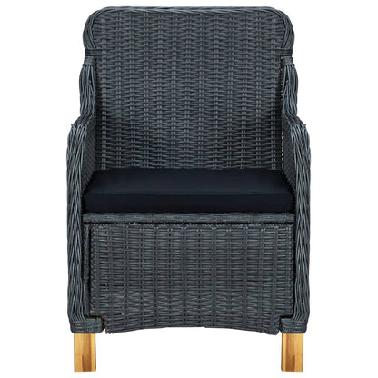 vidaXL 7 Piece Patio Dining Set with Cushions Poly Rattan Dark Gray-3