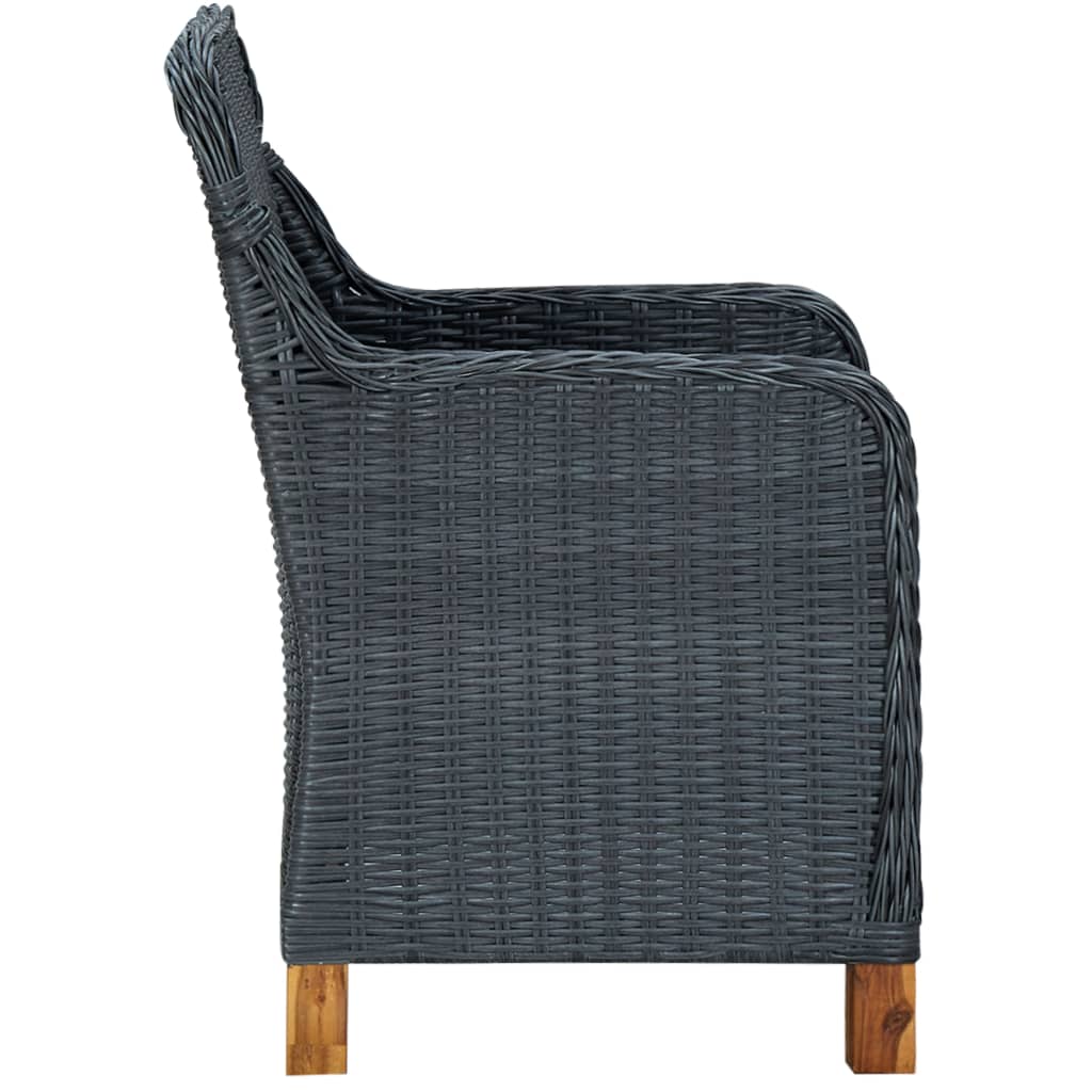 vidaXL 7 Piece Patio Dining Set with Cushions Poly Rattan Dark Gray-4