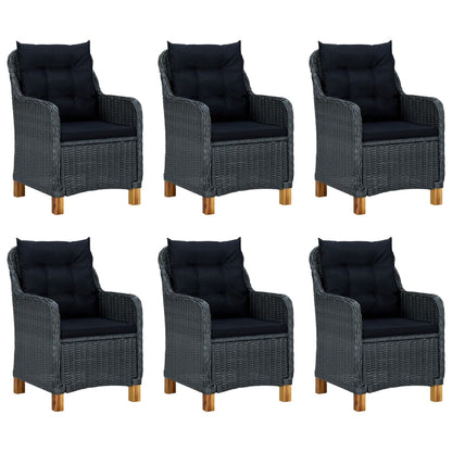 vidaXL 7 Piece Patio Dining Set with Cushions Poly Rattan Dark Gray-0