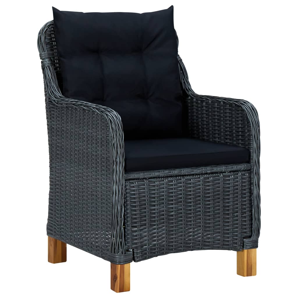 vidaXL 7 Piece Patio Dining Set with Cushions Poly Rattan Dark Gray-1