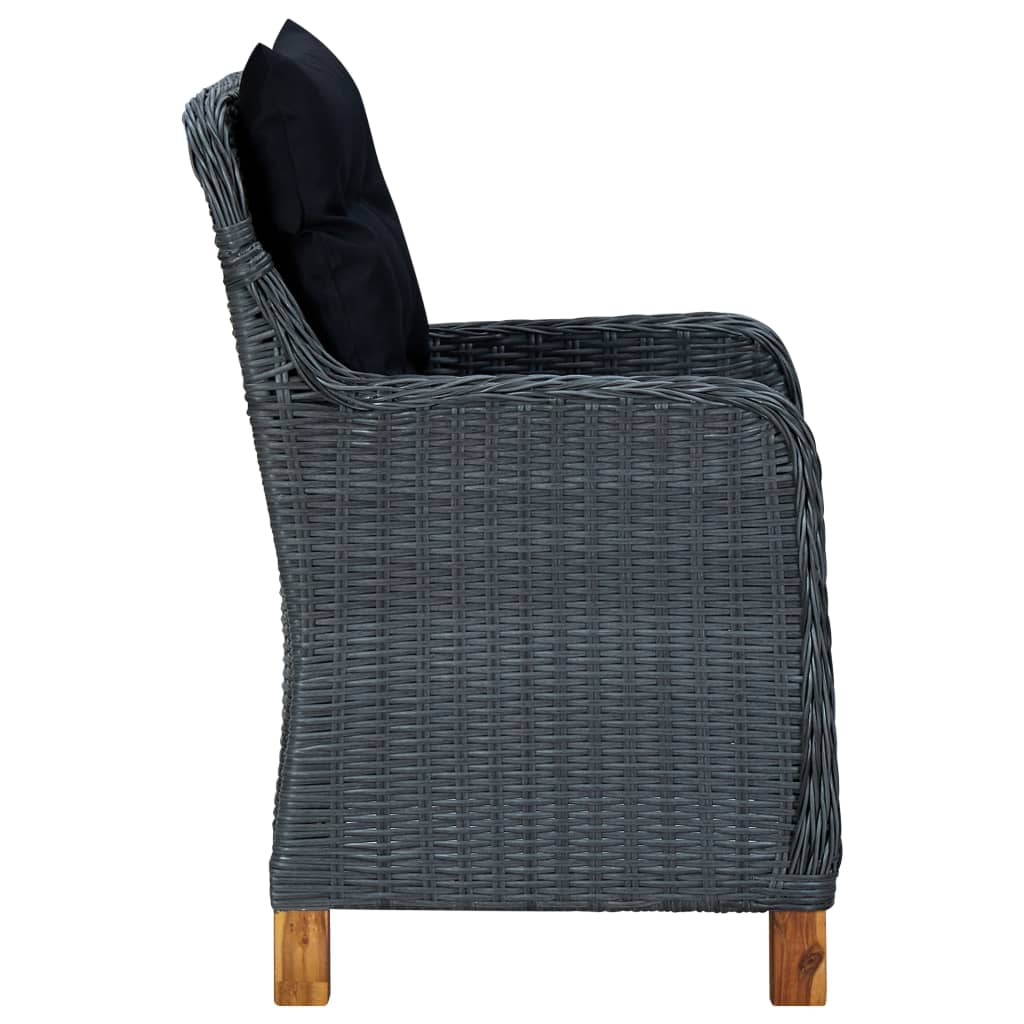 vidaXL 7 Piece Patio Dining Set with Cushions Poly Rattan Dark Gray-4
