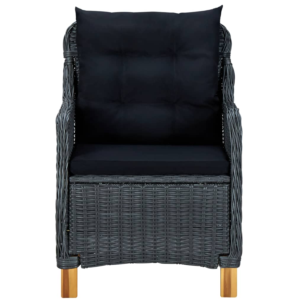 vidaXL 7 Piece Patio Dining Set with Cushions Poly Rattan Dark Gray-3