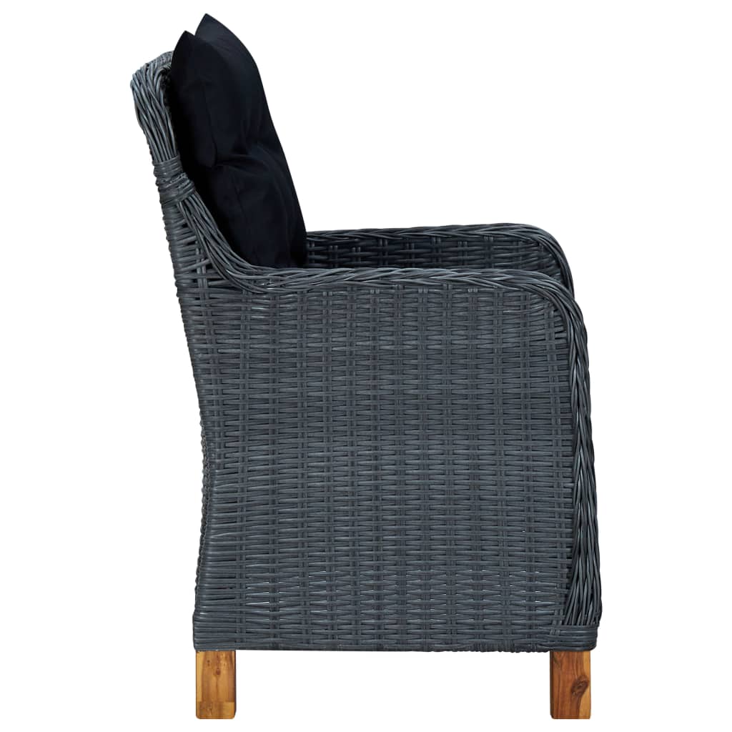 vidaXL 7 Piece Patio Dining Set with Cushions Poly Rattan Dark Gray-4