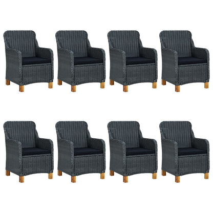vidaXL 9 Piece Patio Dining Set with Cushions Poly Rattan Dark Gray-0