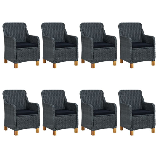 vidaXL 9 Piece Patio Dining Set with Cushions Poly Rattan Dark Gray-0