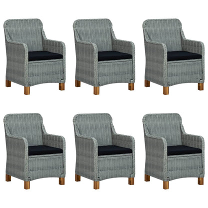 vidaXL 7 Piece Patio Dining Set with Cushions Poly Rattan Light Gray-0