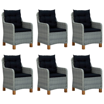 vidaXL 7 Piece Patio Dining Set with Cushions Poly Rattan Light Gray-0