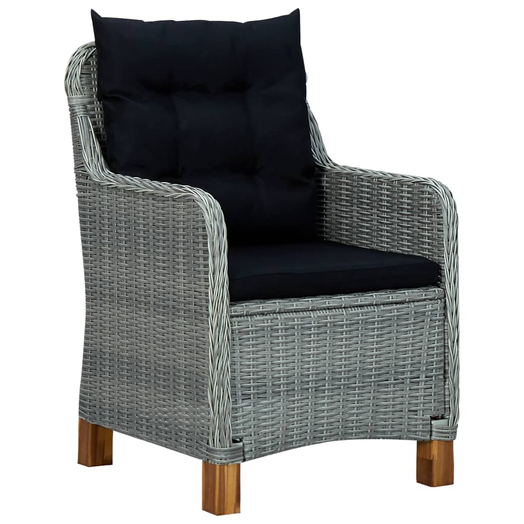 vidaXL 7 Piece Patio Dining Set with Cushions Poly Rattan Light Gray-1