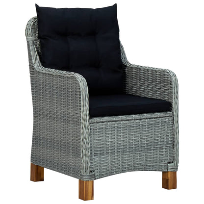vidaXL 7 Piece Patio Dining Set with Cushions Poly Rattan Light Gray-1