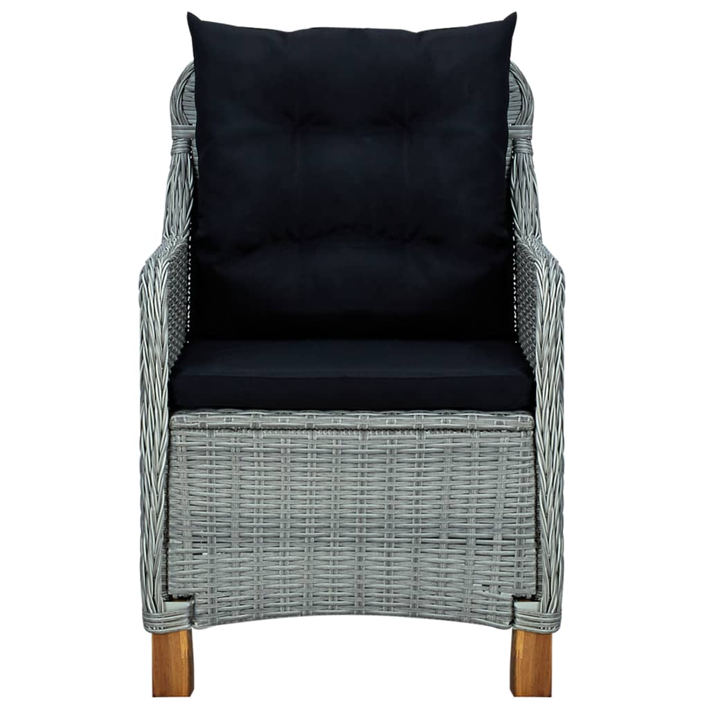 vidaXL 7 Piece Patio Dining Set with Cushions Poly Rattan Light Gray-3