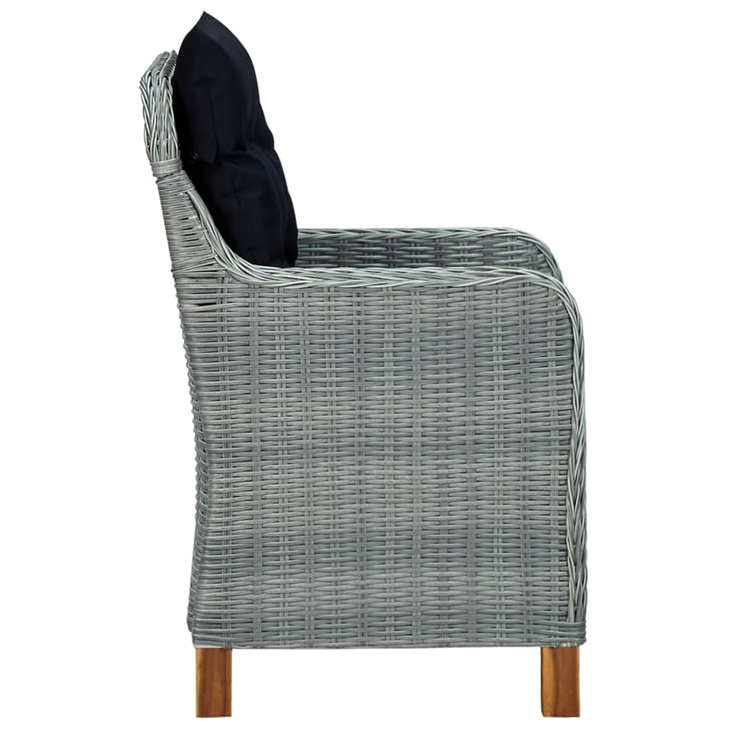 vidaXL 7 Piece Patio Dining Set with Cushions Poly Rattan Light Gray-4