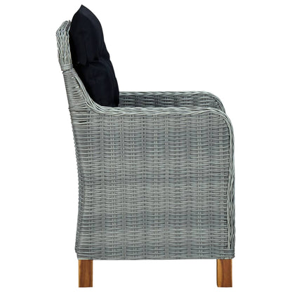 vidaXL 7 Piece Patio Dining Set with Cushions Poly Rattan Light Gray-4