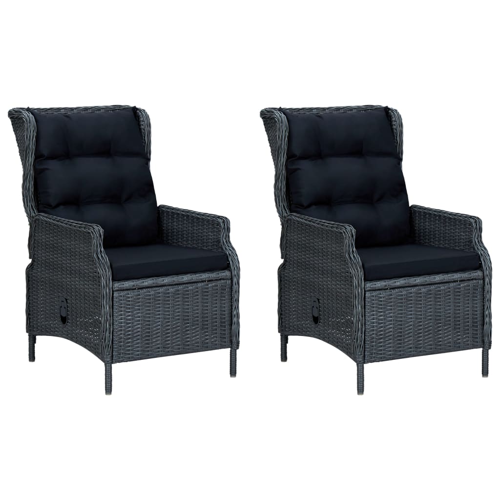 vidaXL 9 Piece Patio Dining Set with Cushions Poly Rattan Dark Gray-0
