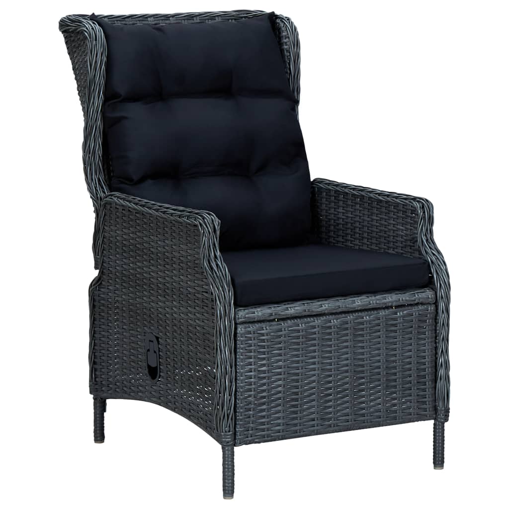 vidaXL 9 Piece Patio Dining Set with Cushions Poly Rattan Dark Gray-2