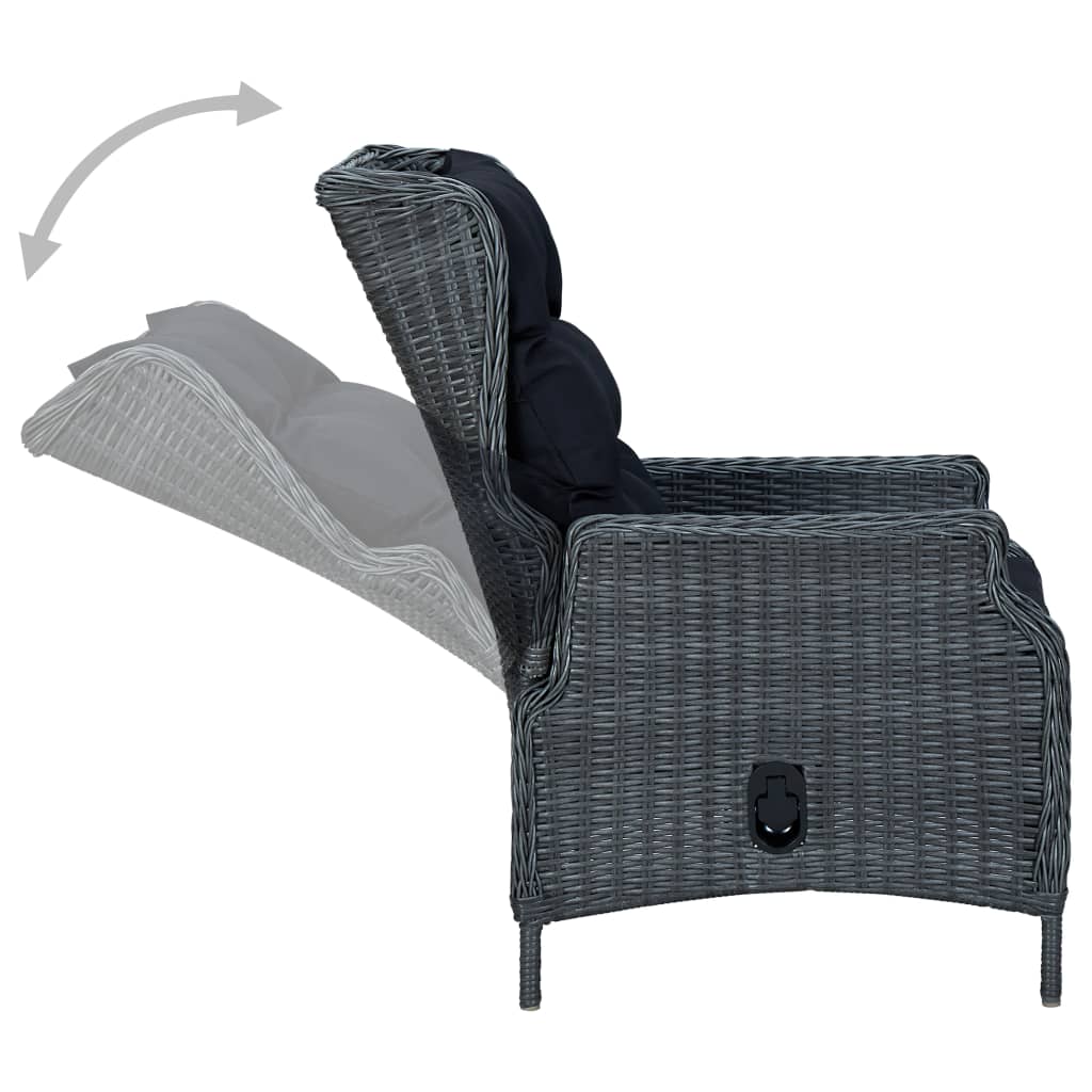 vidaXL 9 Piece Patio Dining Set with Cushions Poly Rattan Dark Gray-4
