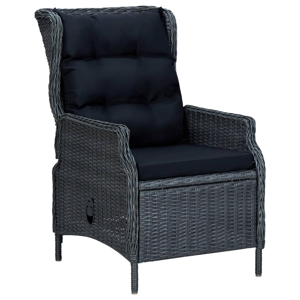 vidaXL 9 Piece Patio Dining Set with Cushions Poly Rattan Dark Gray-2
